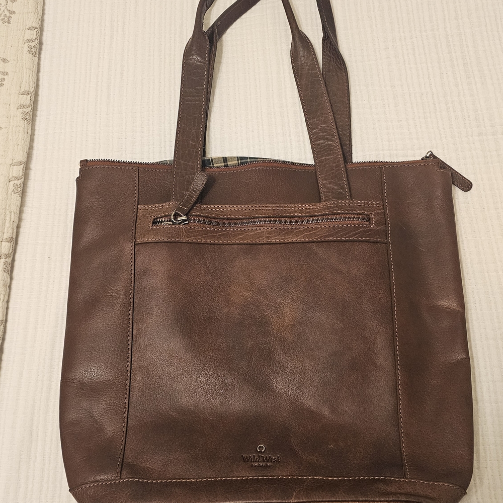 Brown Leather Tote with Structured Design